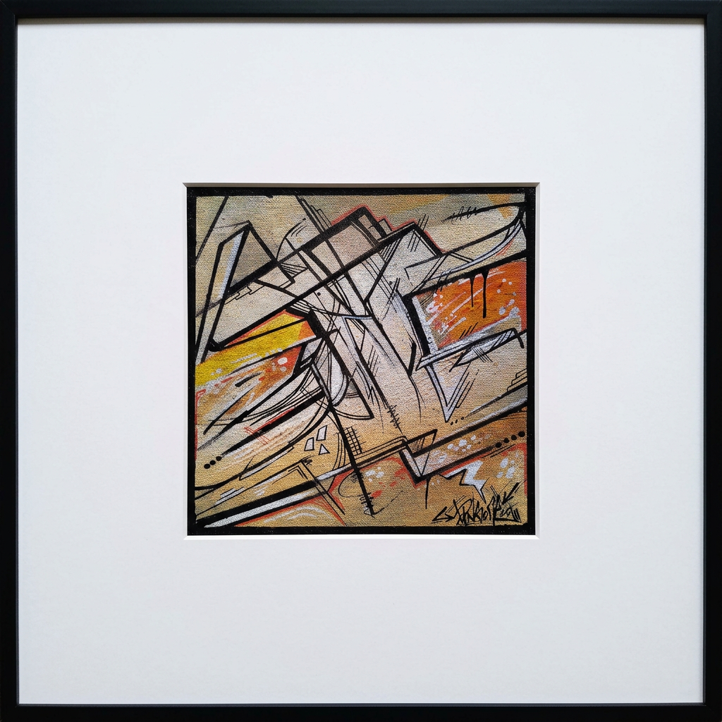 Montage avec passe-partout élargi pour une œuvre de 20 × 20 cm dans un cadre de 40 × 40 cm
