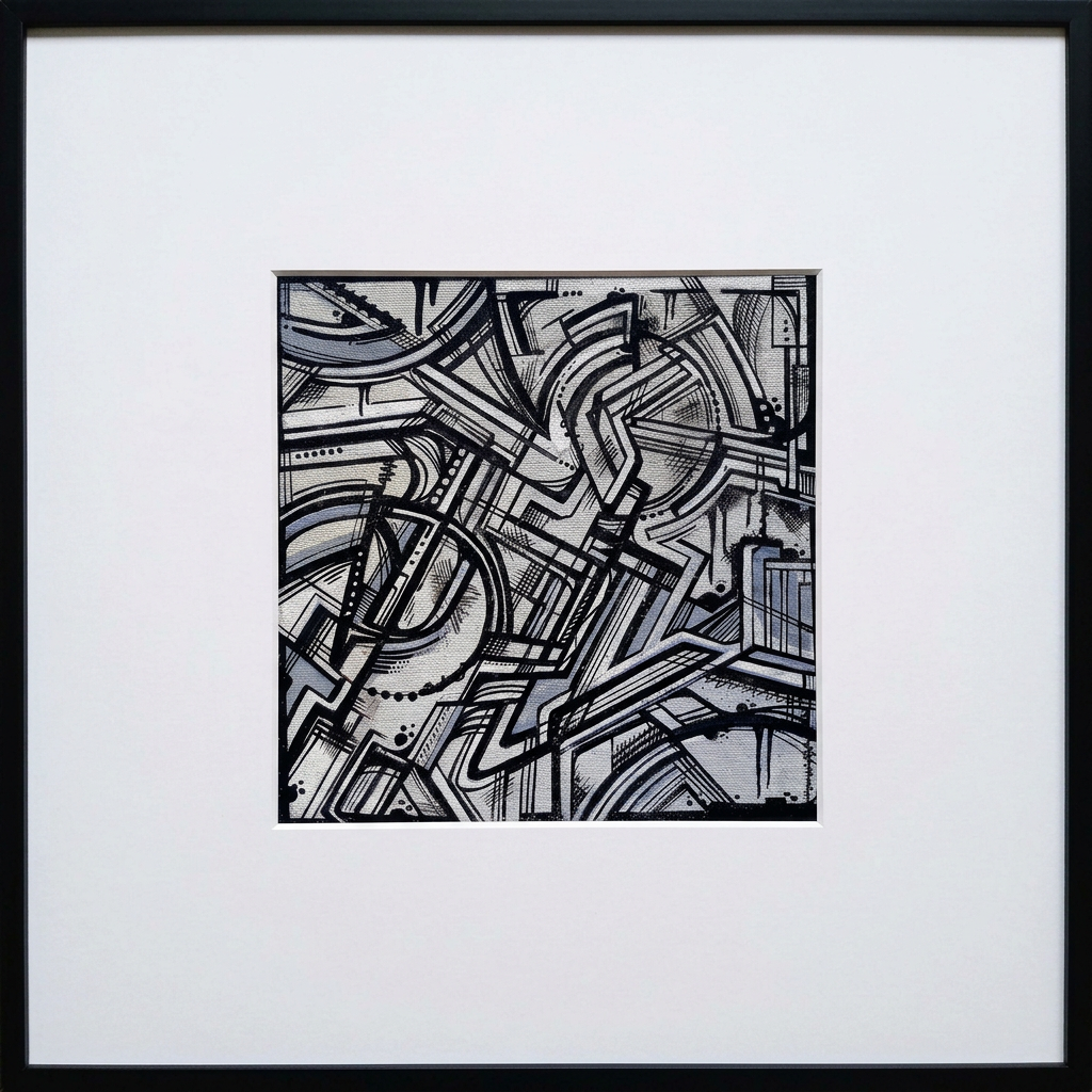 Sans titre — carton entoilé 20 × 20 cm, encadré 40 × 40 cm, 2024