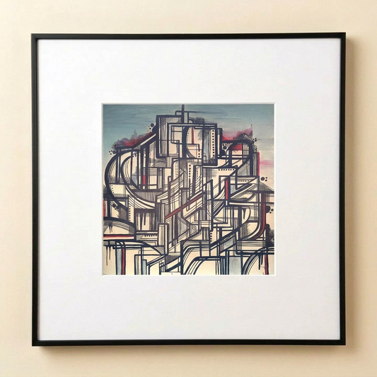 Montage de la peinture de 20 × 20 cm centrée dans un cadre de 40 × 40 cm